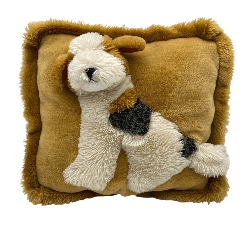 Vintage Jaag plush dog throw pillow Brown soft plush